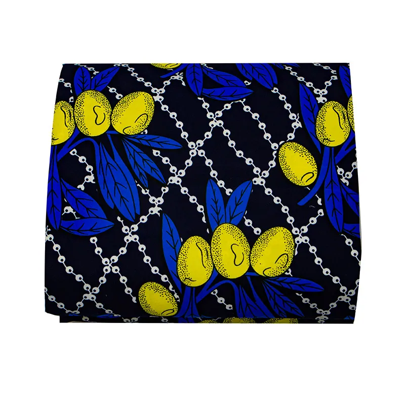 Tela africana de Ankara 2020 de alta calidad, tela de cera Real con estampado azul y amarillo, tela de cera garantizada para ropa de mujer