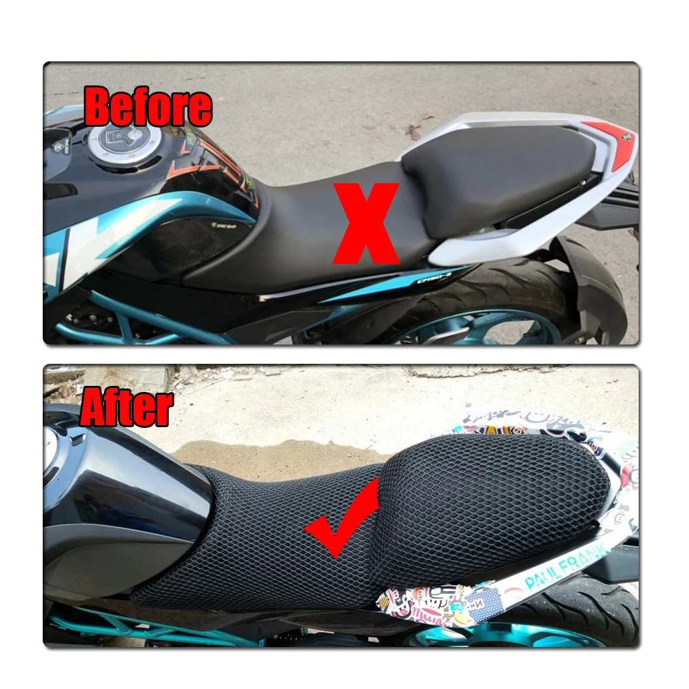 For CFMOTO 250SR 300NK Motorcycle Accessories Rear Seat Hump Cushion Cover Net 3D Mesh Protector Insulation Cushion Cover