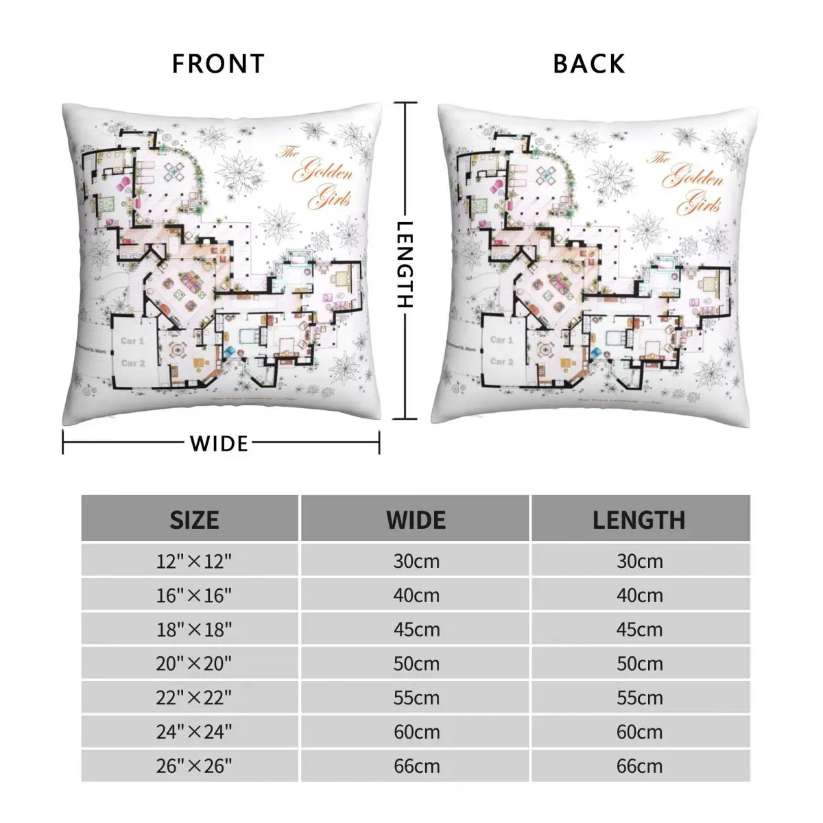 The Golden Girls House Floorplan V.2 Square Pillowcase Polyester Linen Velvet Pattern Zip Decor Home Cushion Cover 18