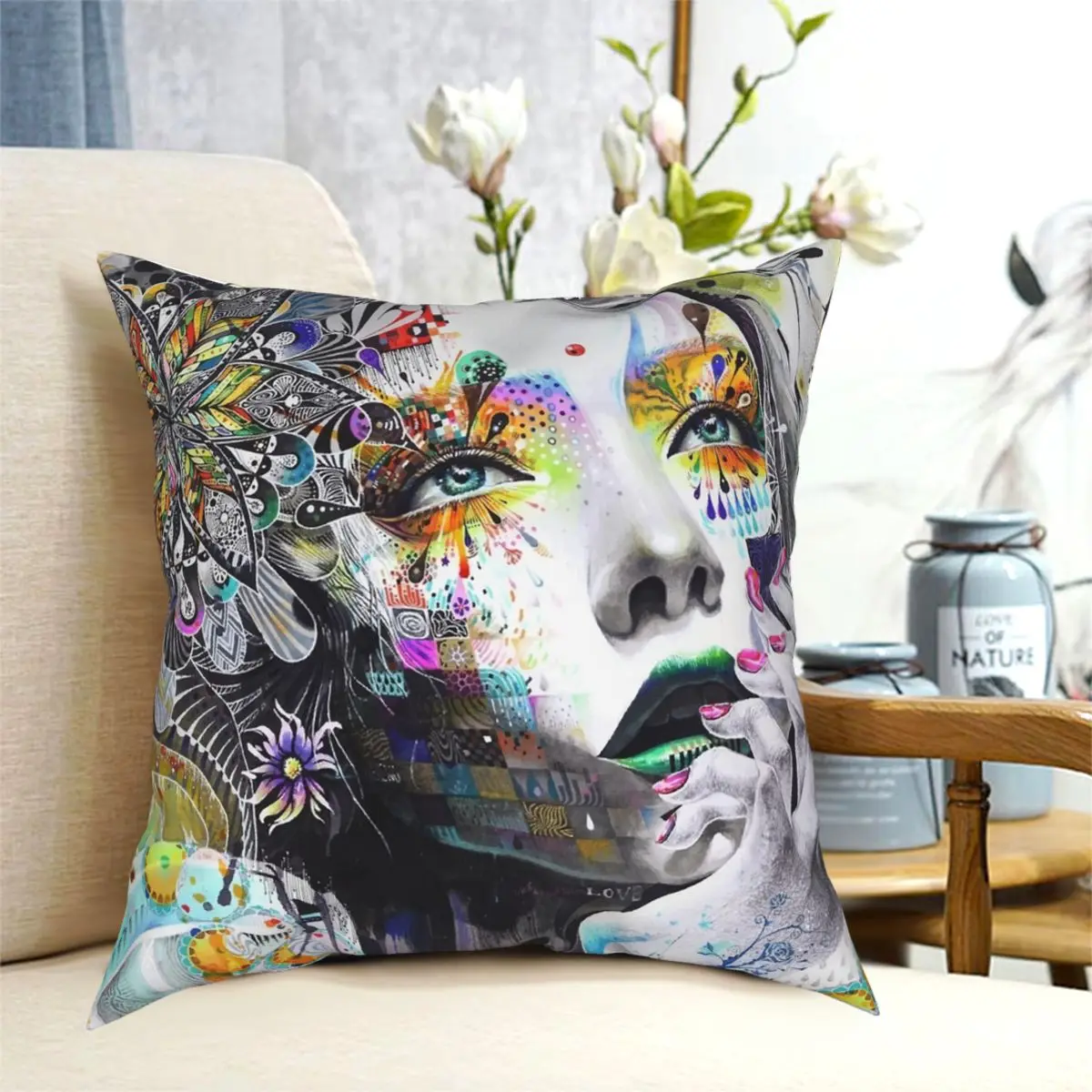 Banksy Urban Princess Graffiti Oil Square Pillowcase Polyester Pattern Decorative Pillow Case Home Cushion Cover