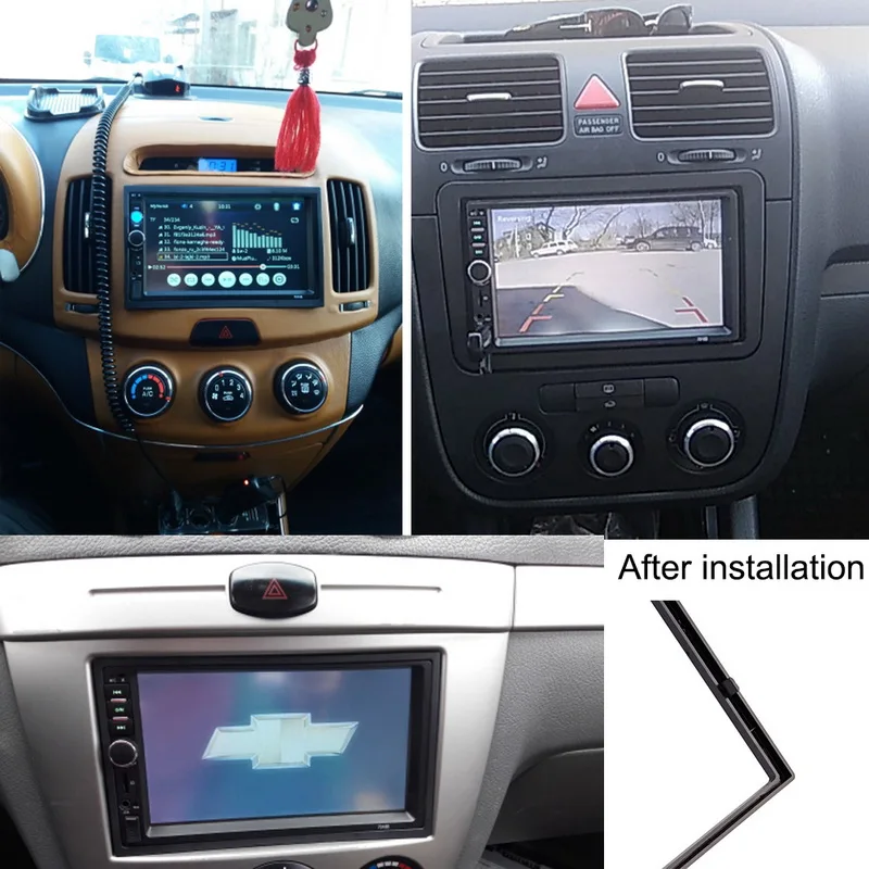 2‑Din Car Radio Installation Fascia Frame ABS Panel Bracket Kit Fit 7018B 7010B 8702 7023D 7010G 7018G Universal Radio