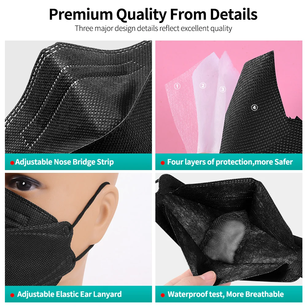 Adult Fish KN95 Mask 4 Layers Mutil Colors Mascarillas FPP2 Respirator FFP2mask Korean Protective Face Maske FFP2 Masque CE