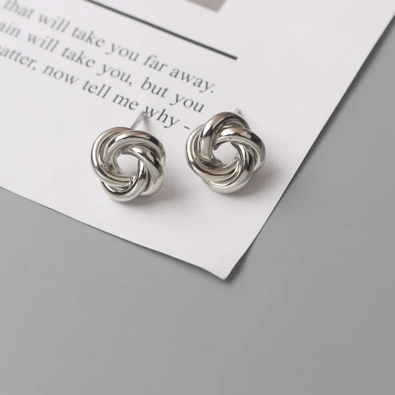 Tiny Metal Stud Earrings for Women Gold Color Twist Round Earrings Small Unusual Earrings Boucles D'Orailles Fashion - detail 10