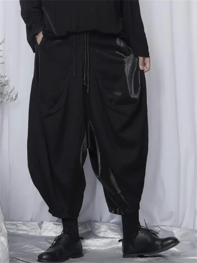 

Men's Hanging Crotch Pants Loose Wide-Leg Pants Yamamoto Style Splicing Three-Dimensional Design Of Nine Large Size Harem Pants