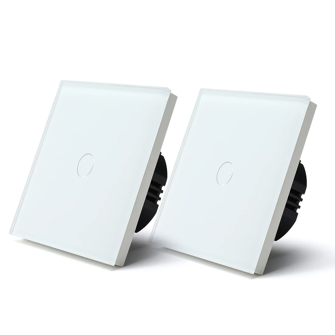 Bseed 2Packs Touch Lichtschakelaar 1Gang 2Way Muur Schakelaars Lichtschakelaars Voor Trappen Glazen Paneel Blauwe Achtergrondverlichting 240V