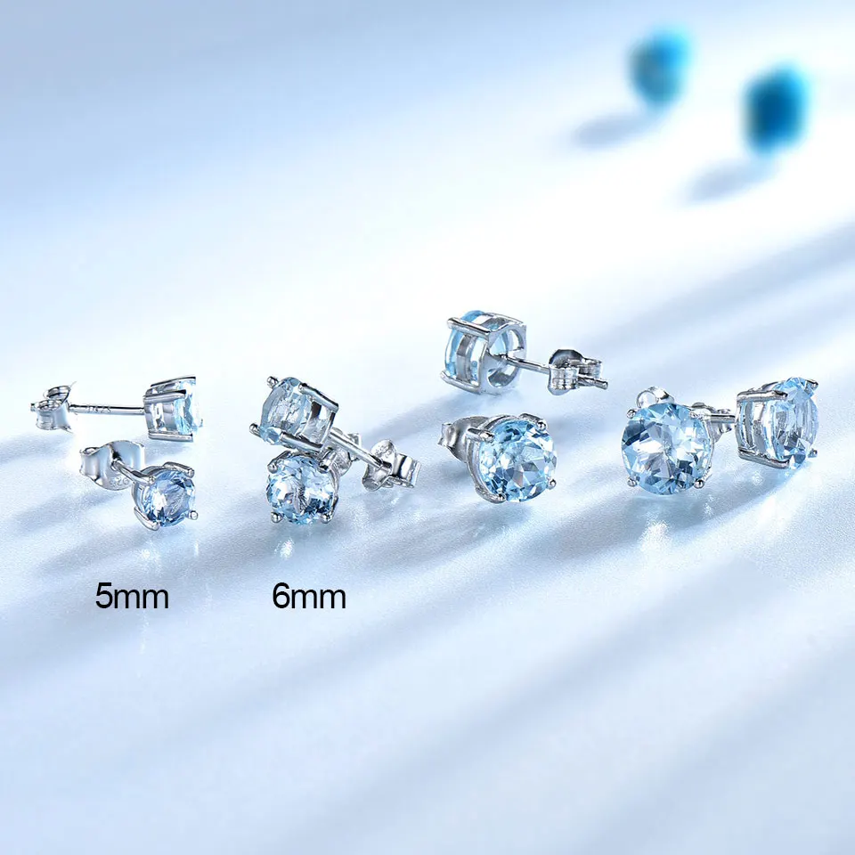 UMCHO 925 Sterling Silver Blue Topaz Romantic Earrings for Women\'s  Wedding Engagement Anniversary Party Gift Fine Jewelry