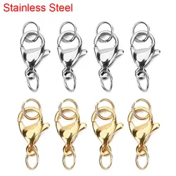 20pcs Gold Color 10mm 12mm Stainless Steel Lobster Clasps Hooks Connectors For Necklace Bracelet Diy Jewelry Making Findings