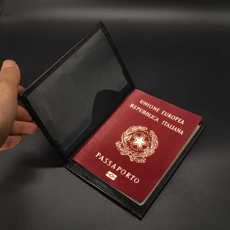 Top Kwaliteit Italië Paspoort Deksel Vrouwen Reizen Italiaanse Paspoort Case Pu Leather Black Cover Voor Paspoort Reizen Paspoorthouder