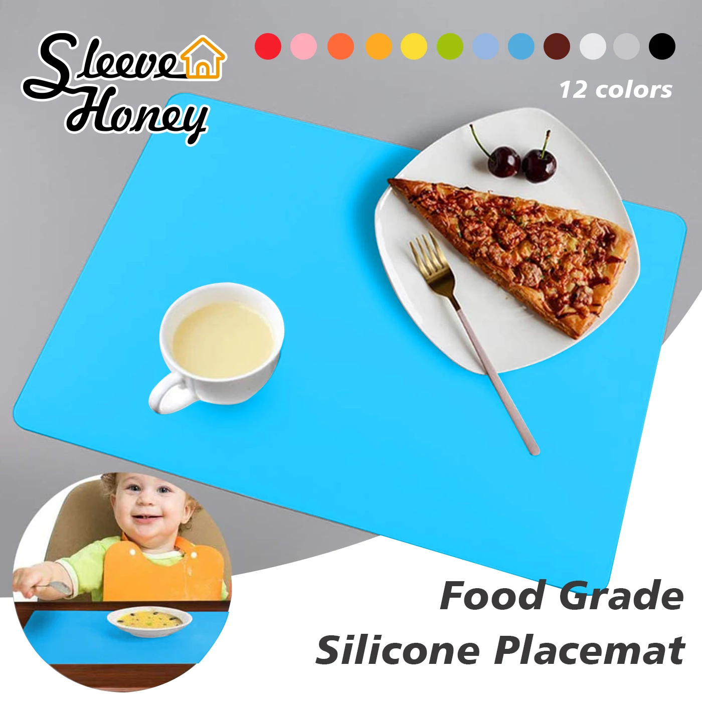 

1\2\3\4\6Pcs Silicone Placemats Solid Color Mulitpurpose Non-stick Pastry Mat Countertop Protector Non-slip Table Tableware Pad
