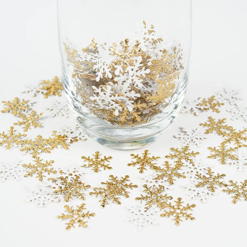 270pcs 2cm Gold Silver Snowflake Confetti Christmas Decoration For Home Artificial Snow Xmas New Year Party Decor Table Ornament - Image 5