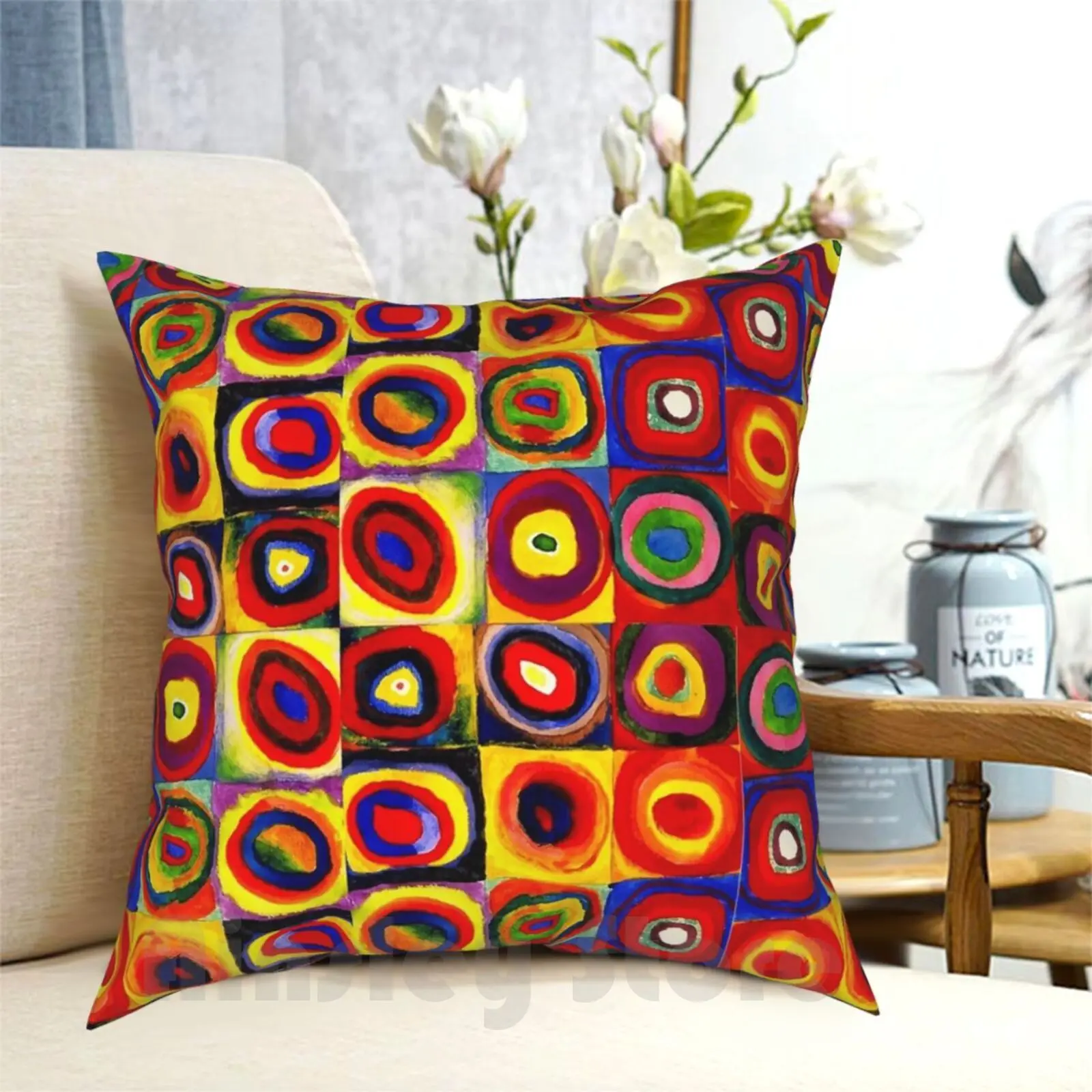 Kandinsky Modern Squares Circles Colorful Pillow Case Printed Home Soft DIY Pillow cover Doodlefly Abstract Abstract Art