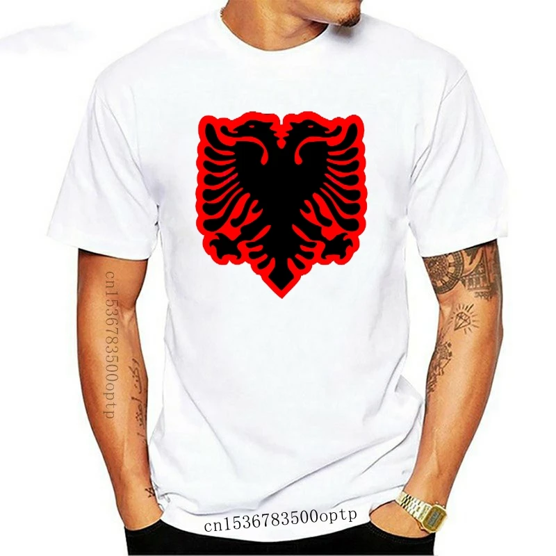 New Customised Tee Shirt 2021 ALBANIA COAT OF ARMS DISTRESSED LOOKS T SHIRT SKANDERBEG NATIONAL FLAG Screent Shirt