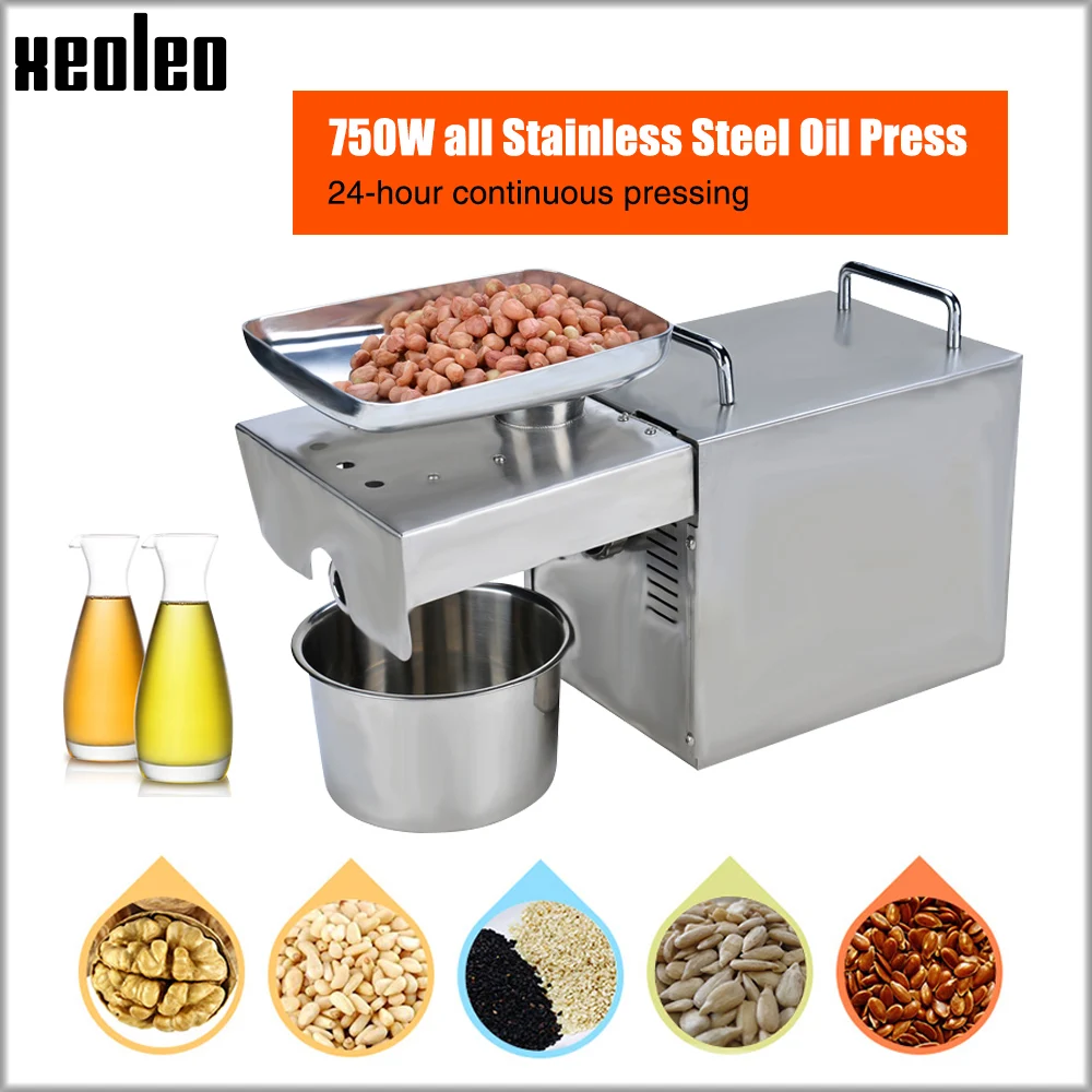 XEOLEO Oil press machine Oil presser Olive Oil extractor machine usefor almond/Peanut Household Stainless steel Food processor