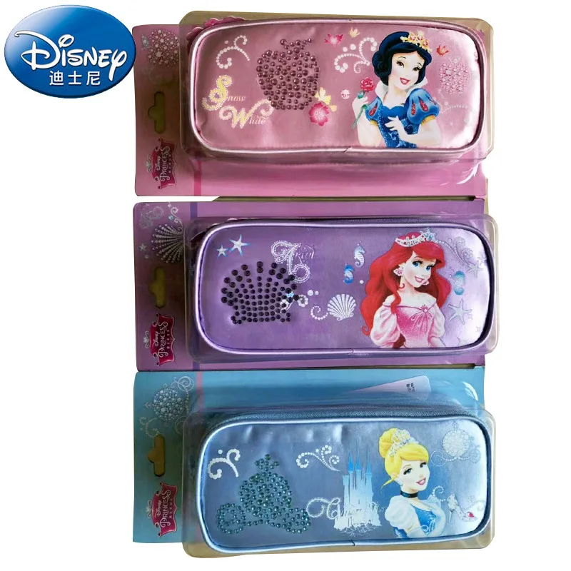 Imagem -03 - Disney Princess Cartoon Caixa de Lápis Aprendizagem Papelaria Criativo Grande Capacidade Bolsa de Armazenamento Bonito Bolsa Escolar Suprimentos Presente