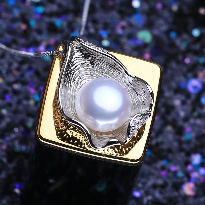 FENASY 925 Sterling Silver Jewelry Sets Trendy Natural Pearl Pendant Necklaces For Women Shell Shape Stud Earrings Fashion Rings view 2
