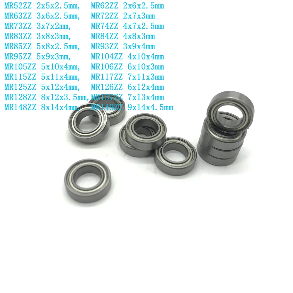 50pcs MR Series MR52ZZ MR63 MR74 MR85 MR105 To MR149ZZ Miniature Model Bearing Metal Shielded Ball Bearings