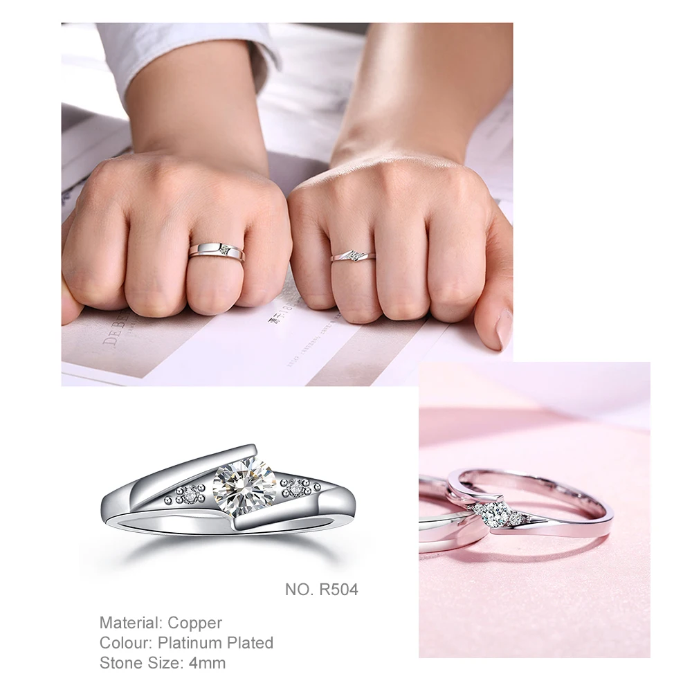 Engagement/Wedding Finger Rings For Women Austrian Cubic Zirconia Rose Gold Color Fashion Brand Jewelry For Women R239