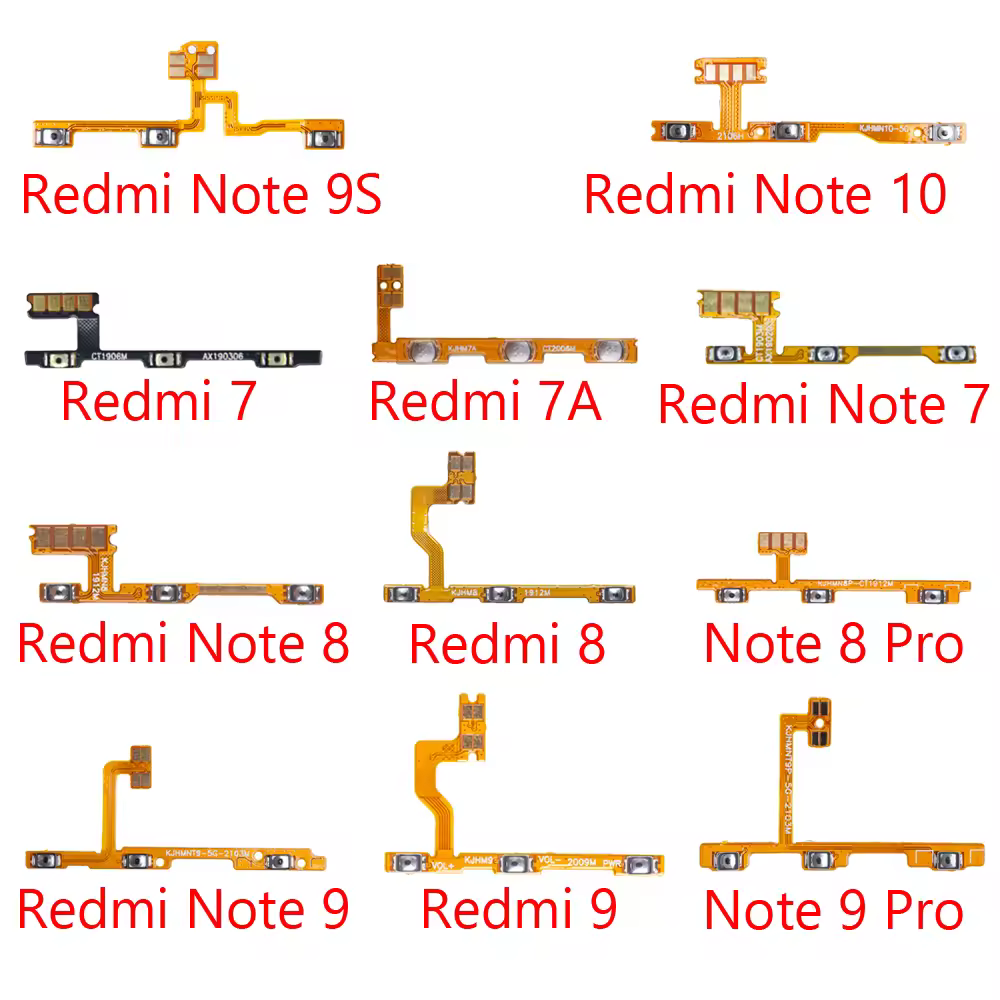 Accensione ON OFF Volume Tasto della fotocamera Interruttore Cavo flessibile per Xiaomi Redmi 7 7A 8 8A 9 5G 9A Nota 7 8 8T 9 Pro 4G 9s 10T