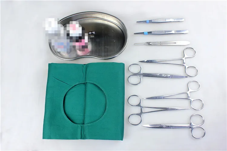 jz 304 stainless steel Medical surgical debridement and suture instrument 10 pcs set kit medical students surgical practice tool