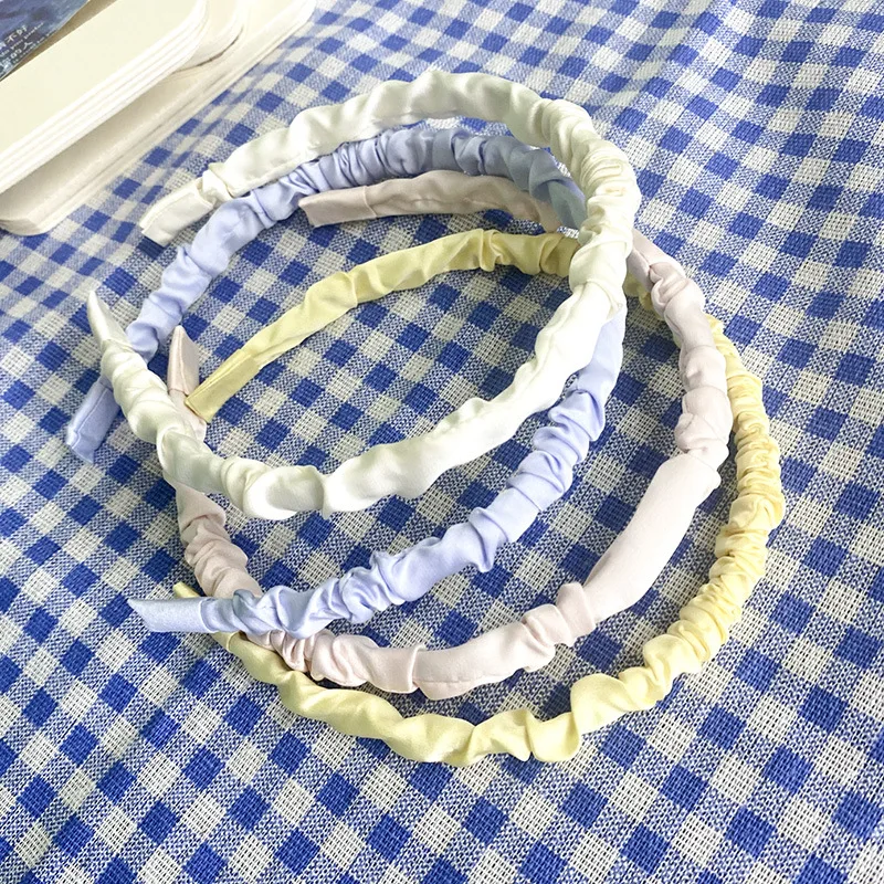 Hair Hoops Women Sen Tie Out The New Beauty Satin Pleated Hair Hoops Cute 100 Simple Headband Wash Face Hair Ornaments