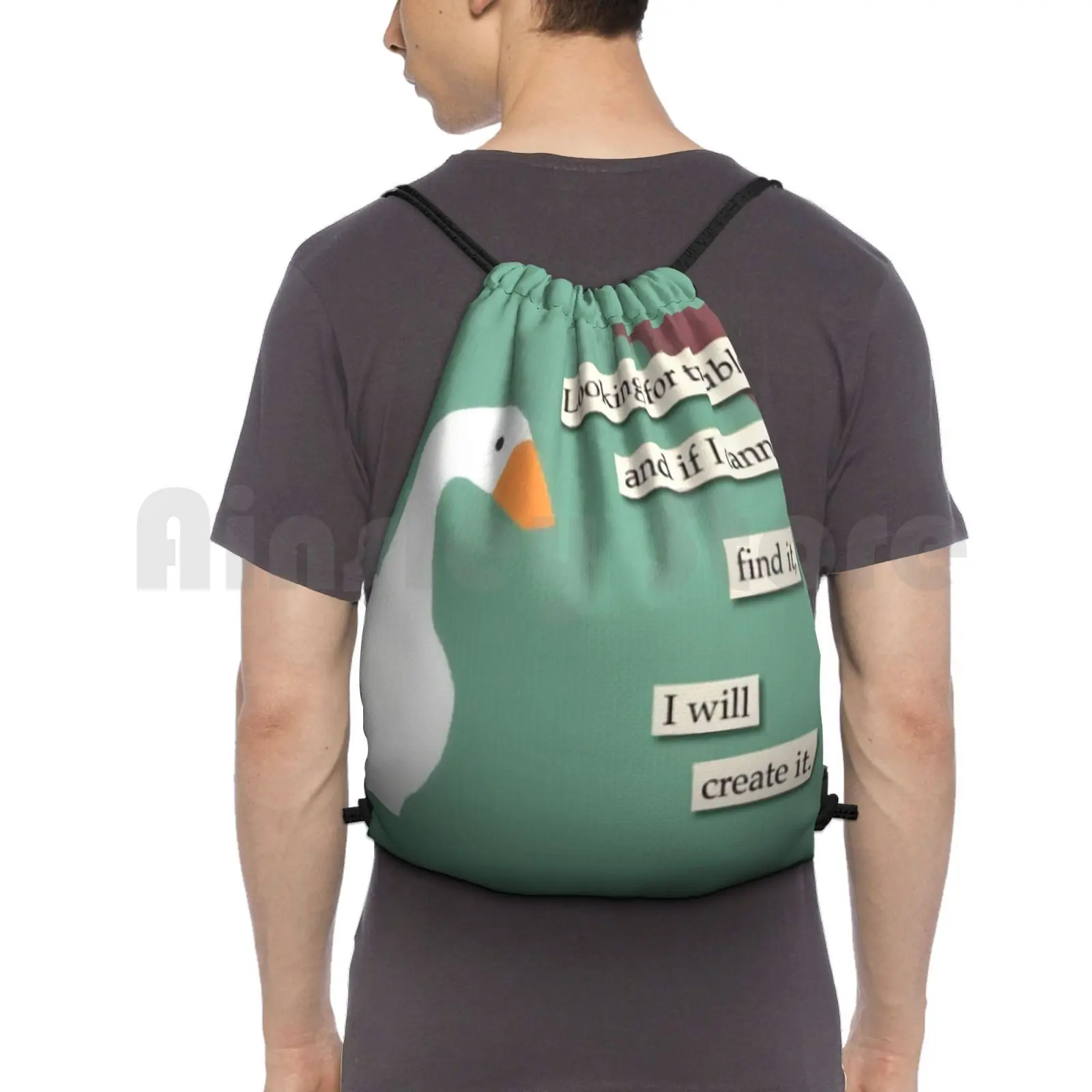 Untitled Goose-Looking For Trouble Backpack Drawstring Bag Riding Climbing Gym Bag Untitled Goose Game Untitled Goose Game