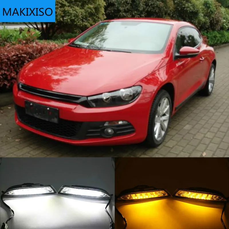 For VW Scirocco 2008-2013 Car Front LED side marker Lamp Amber Turn Signal Lights and White DRL Daytime Running Lights image 2