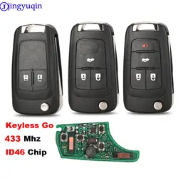 jingyuqin Keyless Go Car Full Smart Remote Flip Key for Chevrolet Cruz Aveo Camero Malibu Buick Verano Encore 433Mhz ID46 Chip