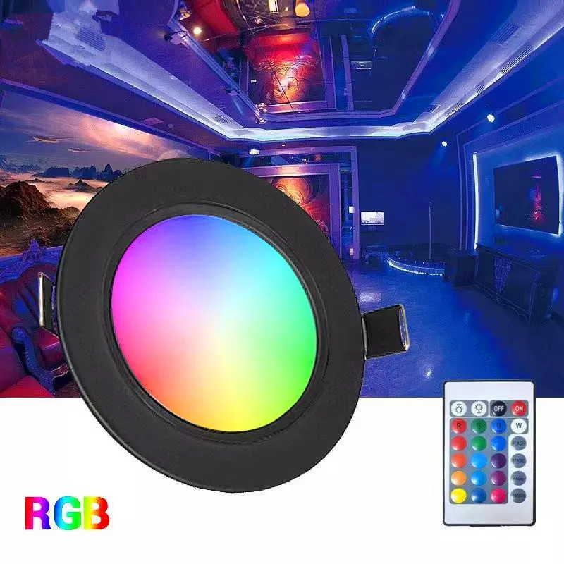 LED Down light 9W RGB with Remote Control Ceiling Indoor Lights Dimmable Spot Lamp Waterproof 220V Ceiling Recessed Downlights