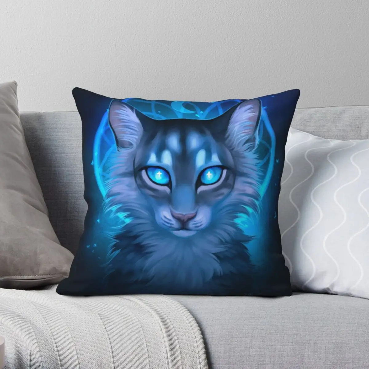 Warriors ThunderClan Jayfeather Pillowcase Polyester Linen Velvet Printed Zip Decor Pillow Case Room Cushion Cover