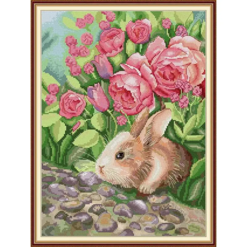 The Rabbit Is Smelling Patters Couted Cross Stitch Kit Sale Printed Fabric Embroider Thread Set DI Hadmade Home Decor Crafts Set