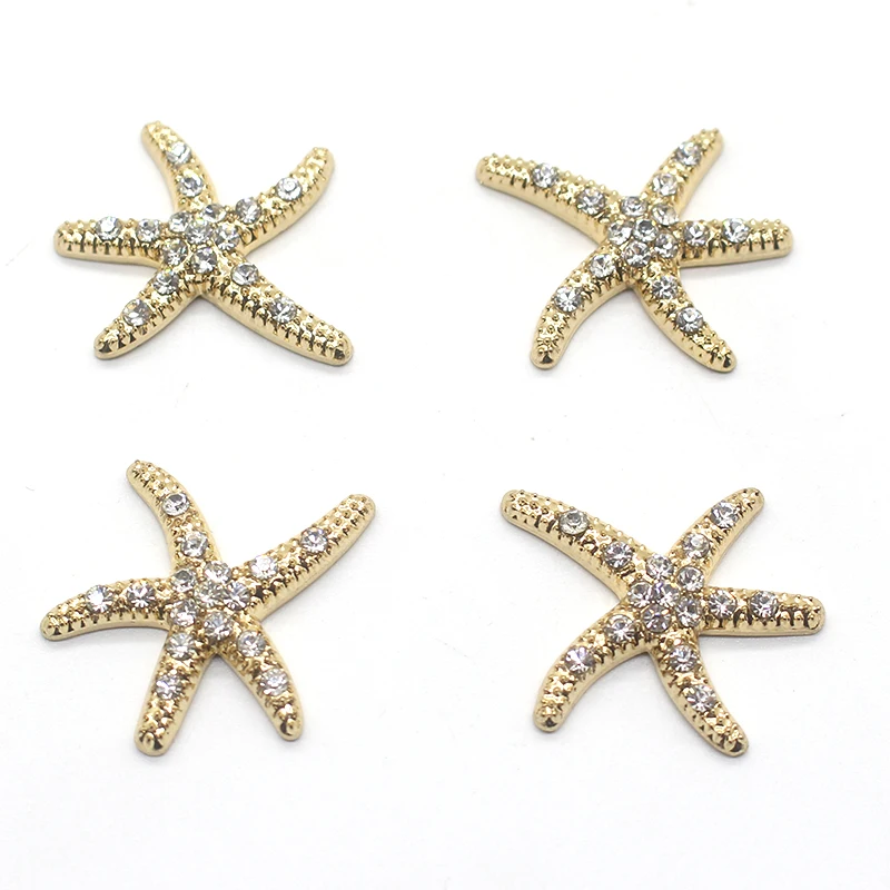 Flash di vendita del diamante 10pcs 25 MILLIMETRI tasto del rhinestone della lega dei monili delle stelle marine ricambi accessori festival di