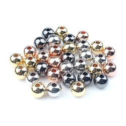 Round Ball Metal Beads Brass Copper Spacer Loose Beads For Jewelry Making Diy Charms Bracelet Necklace 3 4 5 6 8 mm Wholesale