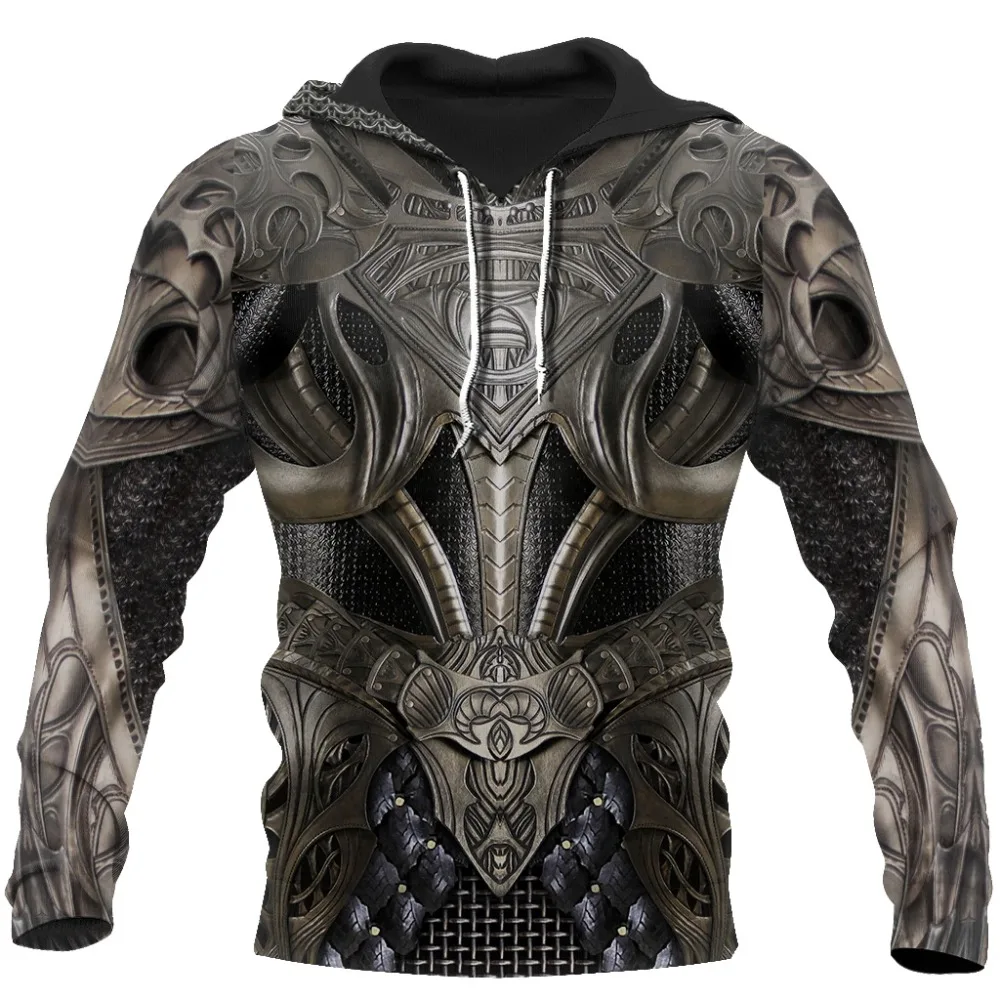 

3D Print Medieval Knight Armor Hoodie Knights Templar Harajuku Hooded Sweatshirt Unisex Jacket Cosplay Zip Hoodies Drop ship A-3