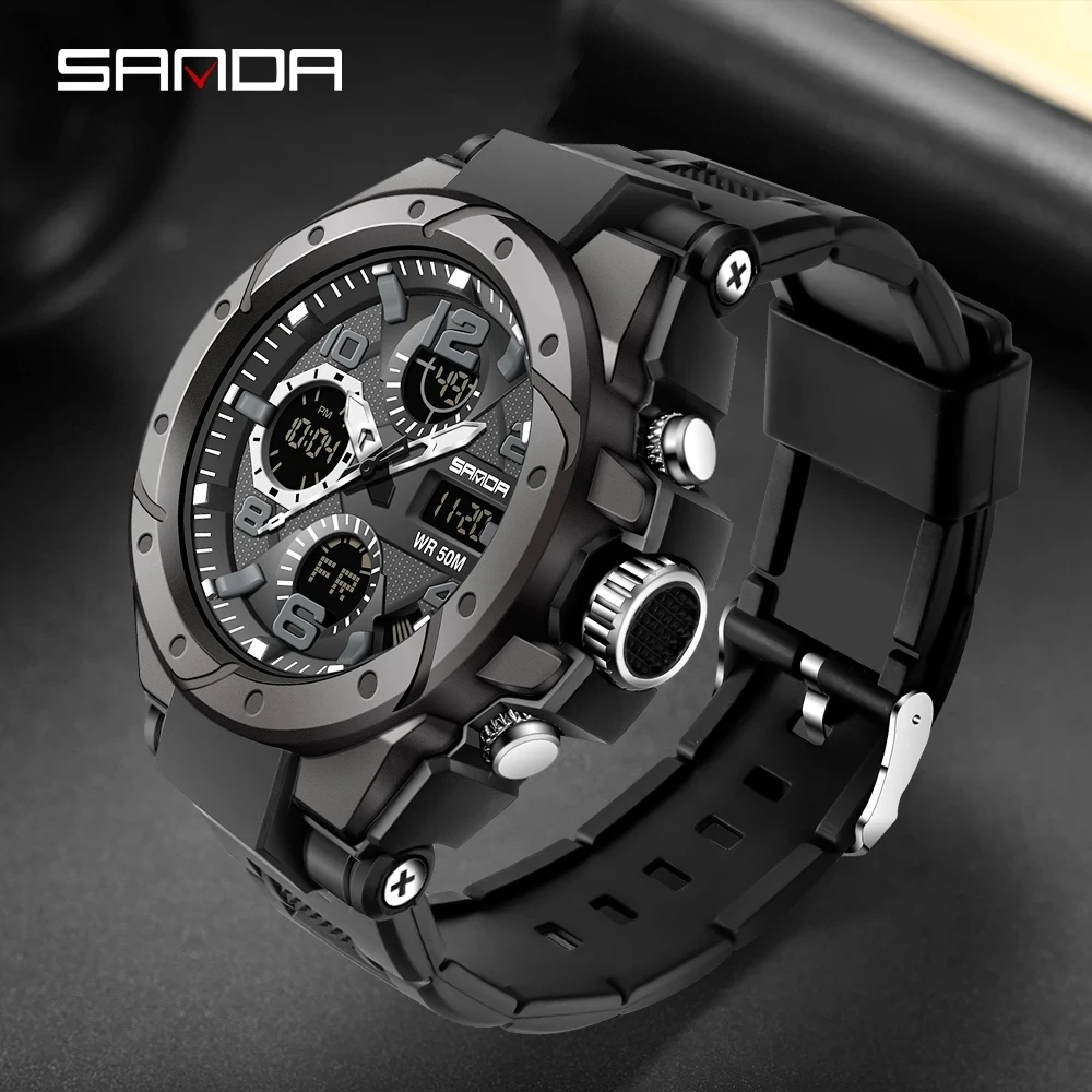 SANAD Top Brand Luxury Men\'s Watches Sports Wristwatch 5ATM Waterproof Quartz Watch Men S Shock Clock Man relogio masculino 6008