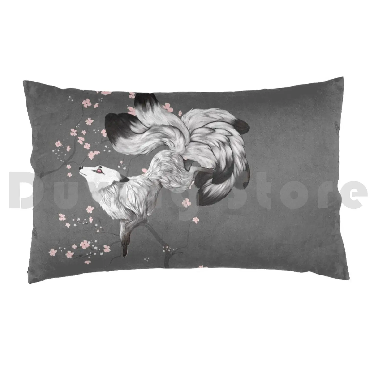 Blossom Pillow Case Printed 50x75 Cherry Blossom Fox Spring Nine Tailed Fox Nine Tails Yokai