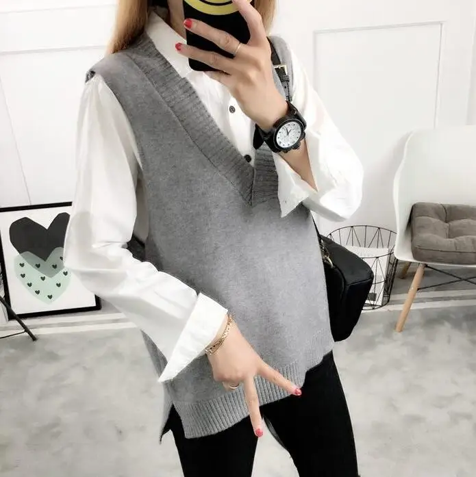 2023 Women Sweater Spring Autumn Wool Vest Sleeveless O-Neck Knitted Vests Long Sections Poullover Vest Female Jumper Pull Femme