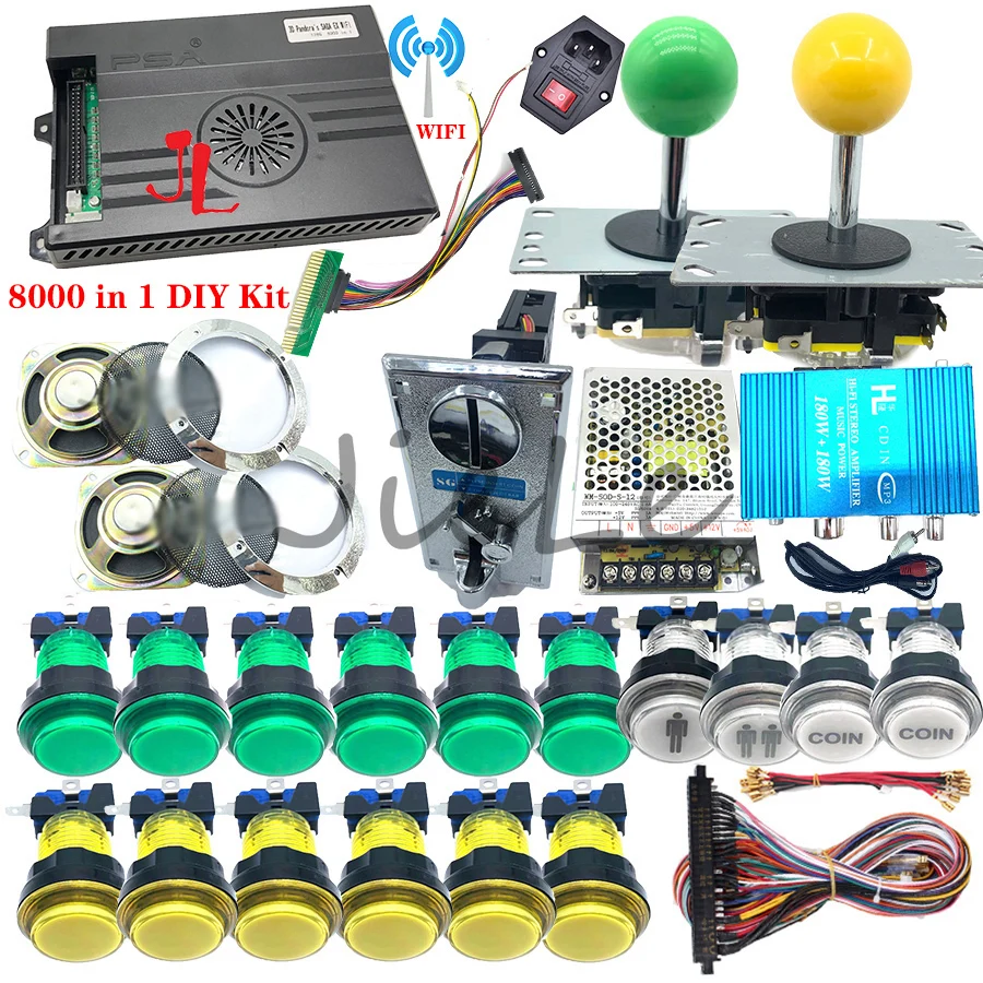 

3D Pandora Saga EX Box 8000 In 1 Wifi DIY Kit 2 Playes Arcade Game Cabinet 8 Way Joystick Switch Type LED Push Button