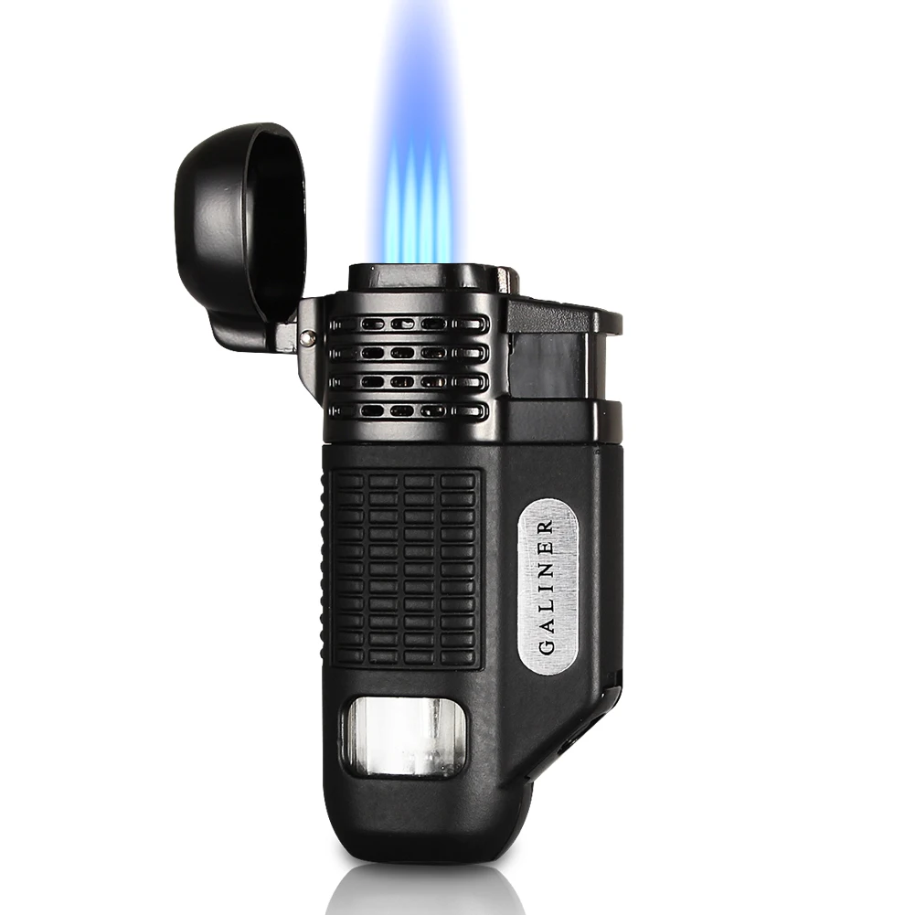 Galiner Butane Lighter Windproof Jet Torch Cigar Lighter Gas Refillable Lighters Pocket Somking Tool W/ Cigar Punch