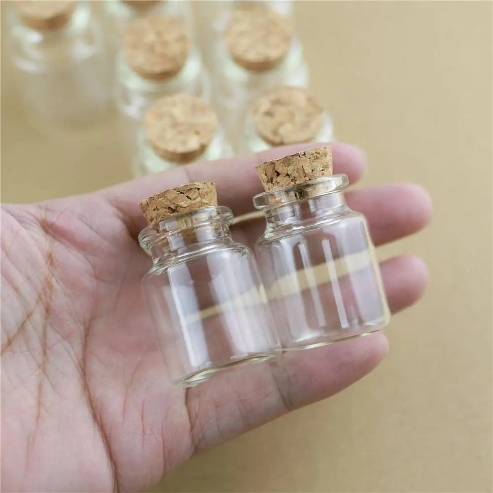 50pcs/lot 30*40mm 15ml DIY Mini Wishing Glass Bottles Cork Crafts Jars Cork Stopper Transparent Empty Glass Bottles