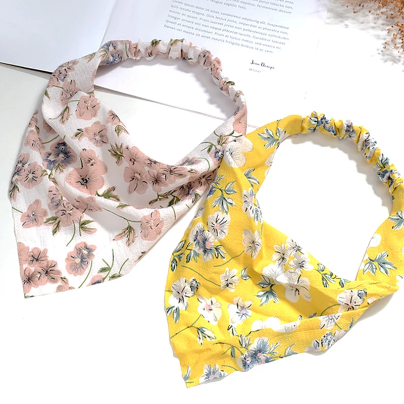 Bandana de varios estilos para mujer, pañuelo triangular para la cabeza, banda elástica suave para el cabello, pañuelo con estampado Floral bohemio,