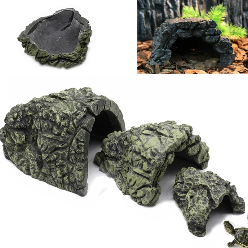 

Reptile Hiding Cave Lizard Snake Turtle Hide Rest Cave Reptiles House Basking Hide Habitat Aquarium Landscaping Terrarium Decor