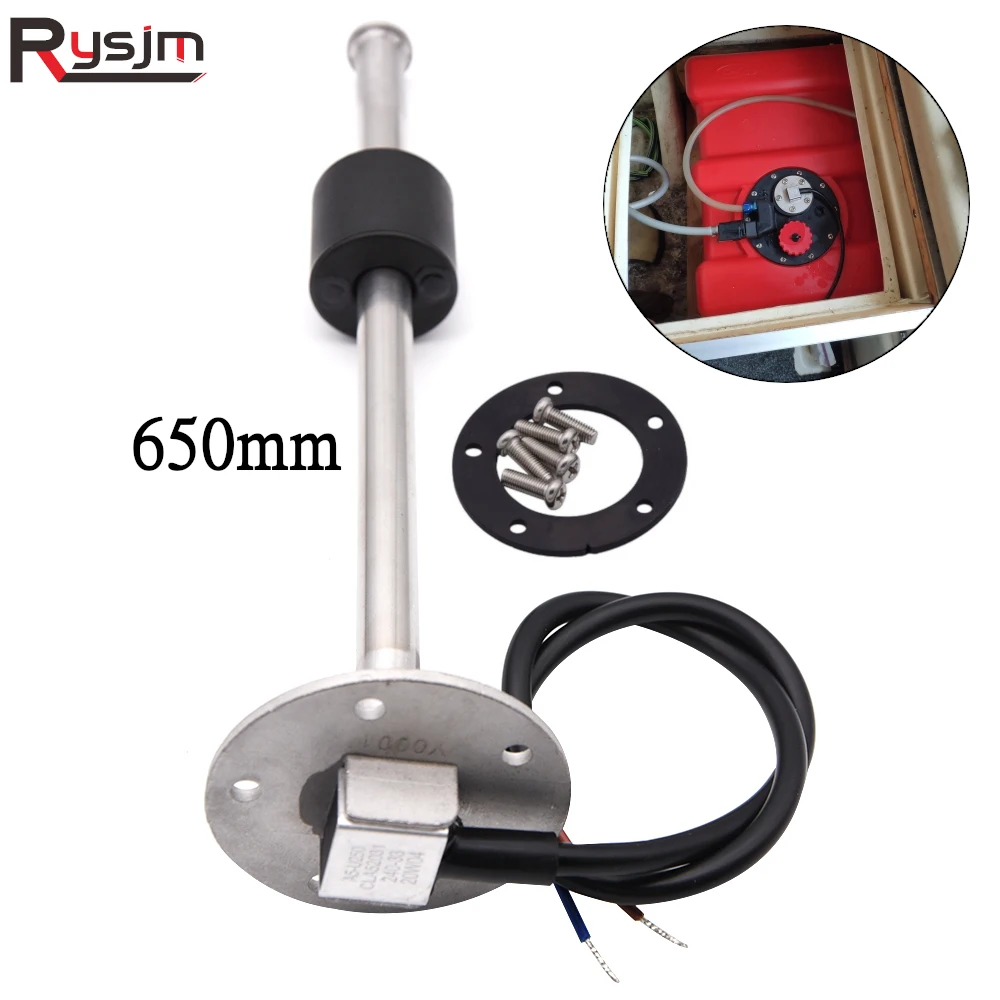 Niestandardowy rozmiar łódź morska czujnik poziomu paliwa w samochodzie 650mm 0-190/240-33ohm wskaźnik poziomu wody miernik wskaźnik poziomu paliwa jednostka wysyłająca paliwo