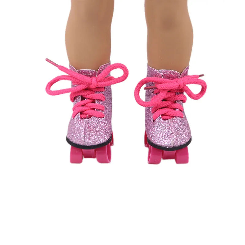 Chaussures de patins en beurre pour fille américaine, accessoires de jouets NenDESIGN, articles pour nouveau-nés, 7.5 cm, 18 po, 43 cm