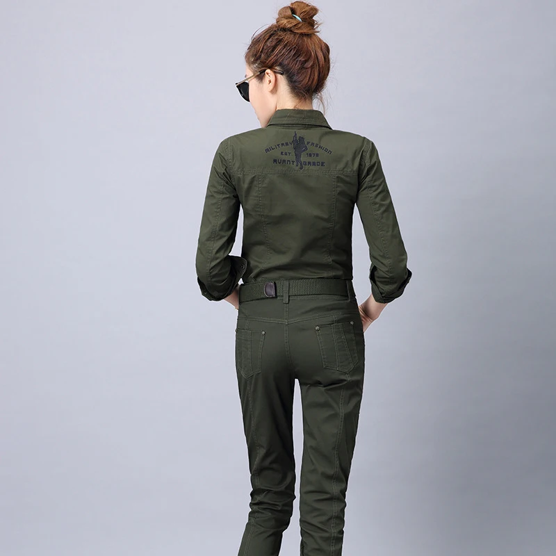 Outdoor Sports Tactical Blouse Shirt Women Military Uniform Suit Straight Cotton Slim Fit Trousers Training Shirt Army Green Set