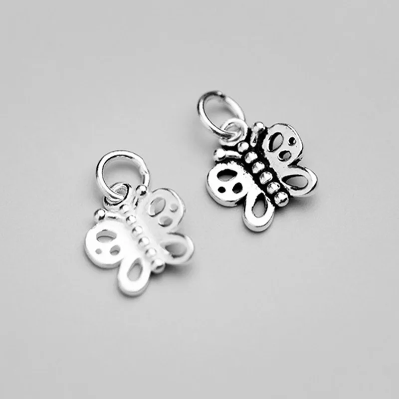 925 Sterling Silver Pretty Butterfly Dangle Charms Bracelets Decorations Silver Pendant DIY Fine Jewelry Accessories Supplier