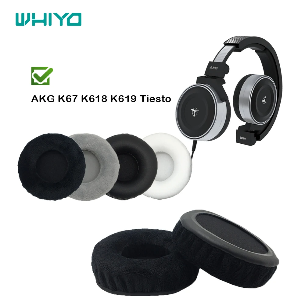 

Whiyo Replacement EarPads for AKG K67 K618 K619 Tiesto K 67 618 619 Headphones Velvet Earmuff Memory Foam Earphone Leather