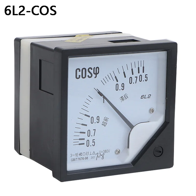 1Pcs 6L2 AC Analog COS Power Factor Meter 5A 6L2-COS Panel meter AC100V 220V 380V Electric Power Factor Meters