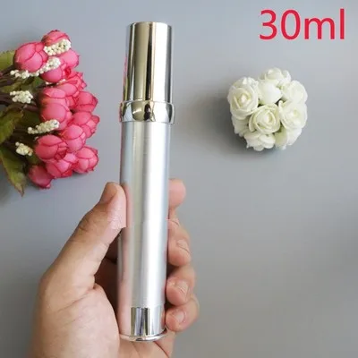 

Silver Gold Vacuum Bottle Pump Airless Luxury Portable Cosmetic Lotion Treatment Travel Empty Bottle Container 15ml/20ml/30ml