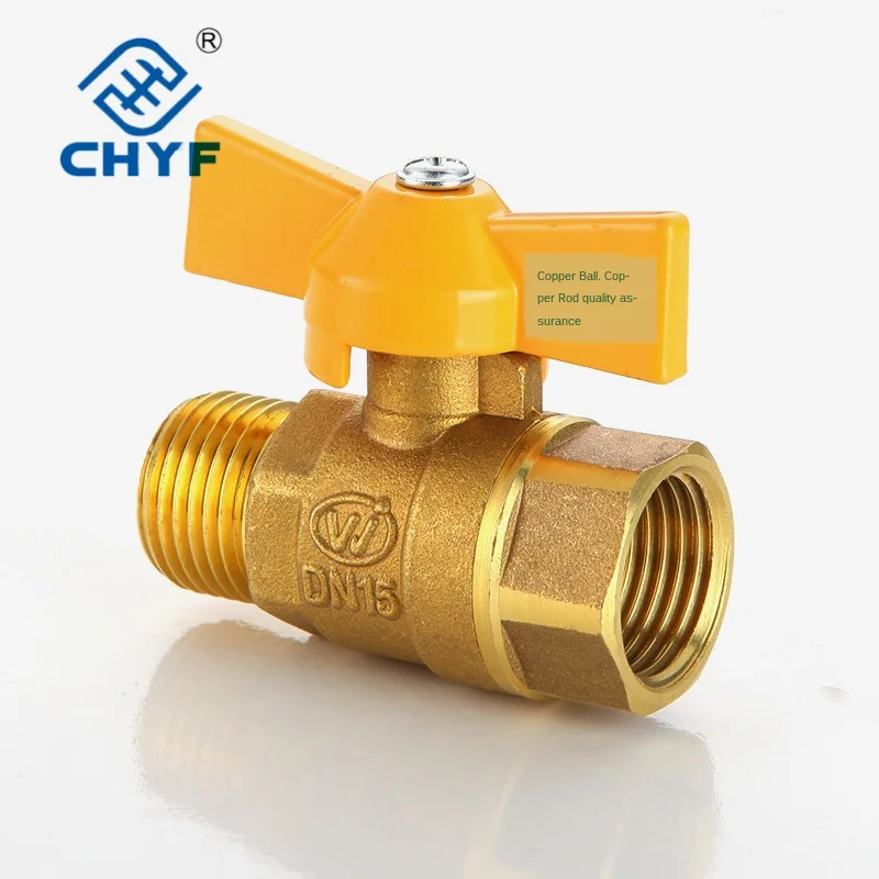 Copper Thickened Fuel Gas Valve Ball Valve Hot Water Pipe Internal and External Thread Tap Water Switch Natural Gas 4 Points