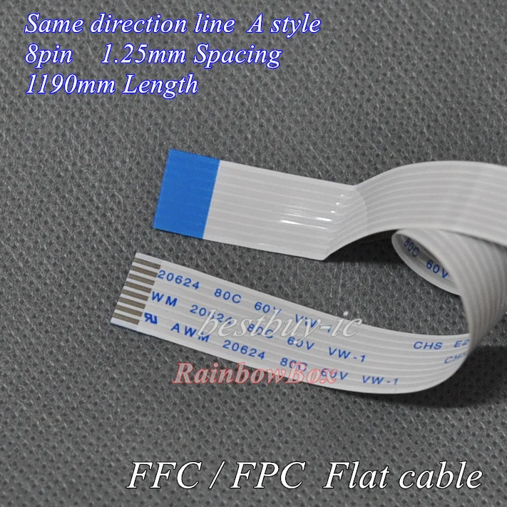 1.25mm Spacing +1190mm Length +8PinA / same direction line Soft wire FFC Flexible Flat Cable.8P*1.25A*1190MM